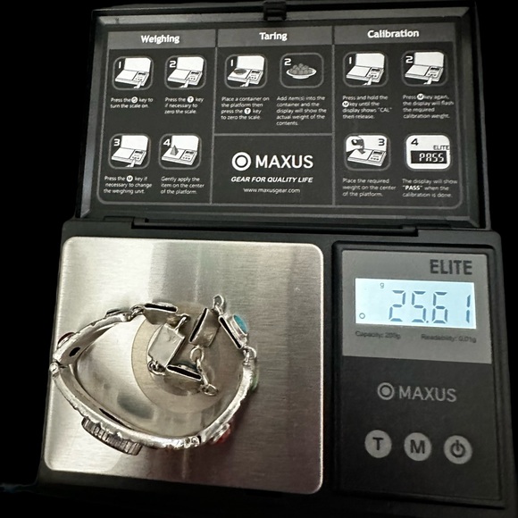 Stunning Fire Opal & Turquoise in Solid Sterling Silver Bracelet - Picture 10 of 12